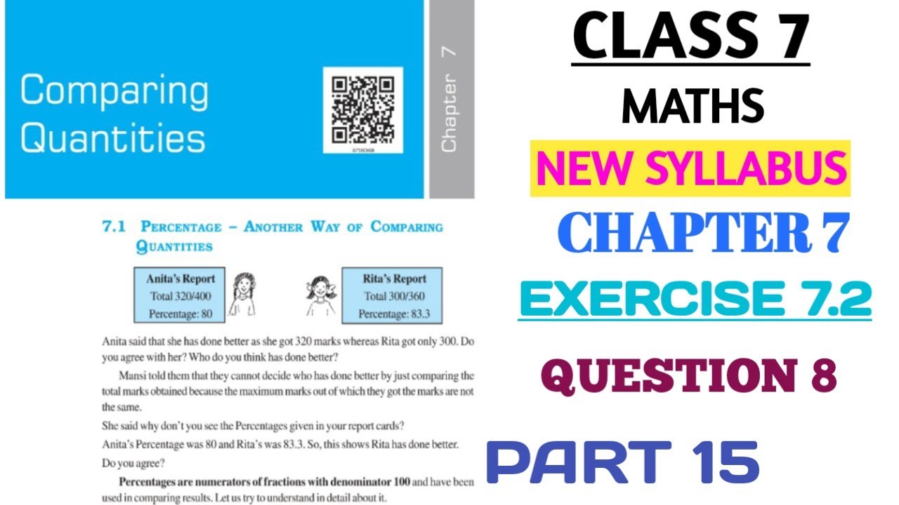 CLASS 7 MATHS CHAPTER 7 COMPARING QUANTITIES EXERCISE 7.2 QUESTION 8 ...