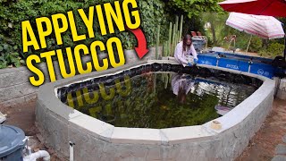 Stucco Installation For DIY Koi Pond Retaining Wall! by Tobias Holenstein 1,293 views 7 months ago 8 minutes, 3 seconds