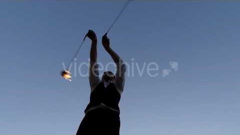 Incredible Stunts With Fire Poi. Slow Motion. Spinning Over Head.