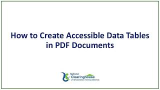 How to Create Accessible Data Tables in PDF Documents