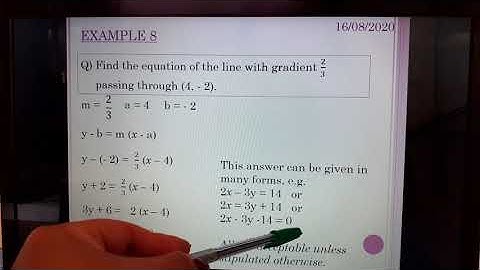 Higher Maths Straight Line: y-b= m(x-a) form