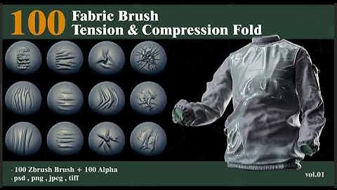 how to use Fabric Brushes -Tension & Compression Folds + Alpha VOL.01