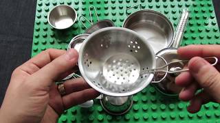 Unboxing Stainless Steel Kitchen Utensils Toys 16pcs for Children