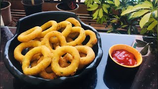 RAW BANANA SUJI RINGS|JAIN SNACKS|NO ONION NO GARLIC CRISPY RINGS| VERY EASY STARTER|JAIN STARTER