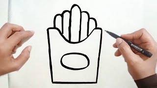 كيفية رسم بطاطس محمره سهلة خطوه بخطوه للمبتدئين/رسم بطاطس قطع/رسم سهل/تعليم الرسم بالخطوات للمبتدئين