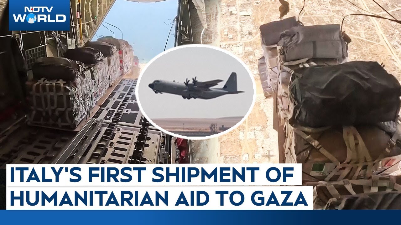 Gaza City: Italy's First Shipment Of Humanitarian Aid To Gaza Carried Out By Italian Air Force C-130