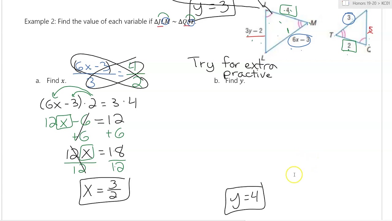 Honors Math 2 Target 1.3 2019 - 2020 - YouTube