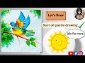 Bird Scenery Drawing With Oil Pastel Step by Step