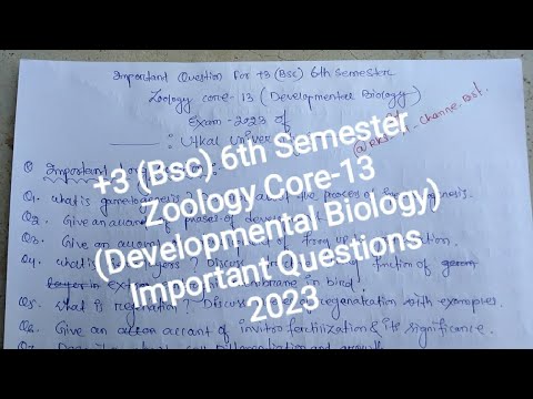 +3 Bsc 6th Sem. Zoology Core-13 (Developmental Biology) Important Questions 2023 | Utkal University