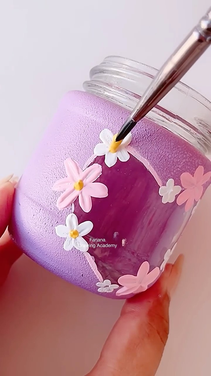 Aesthetic jar painting / Bottle Art #painting #art #shorts