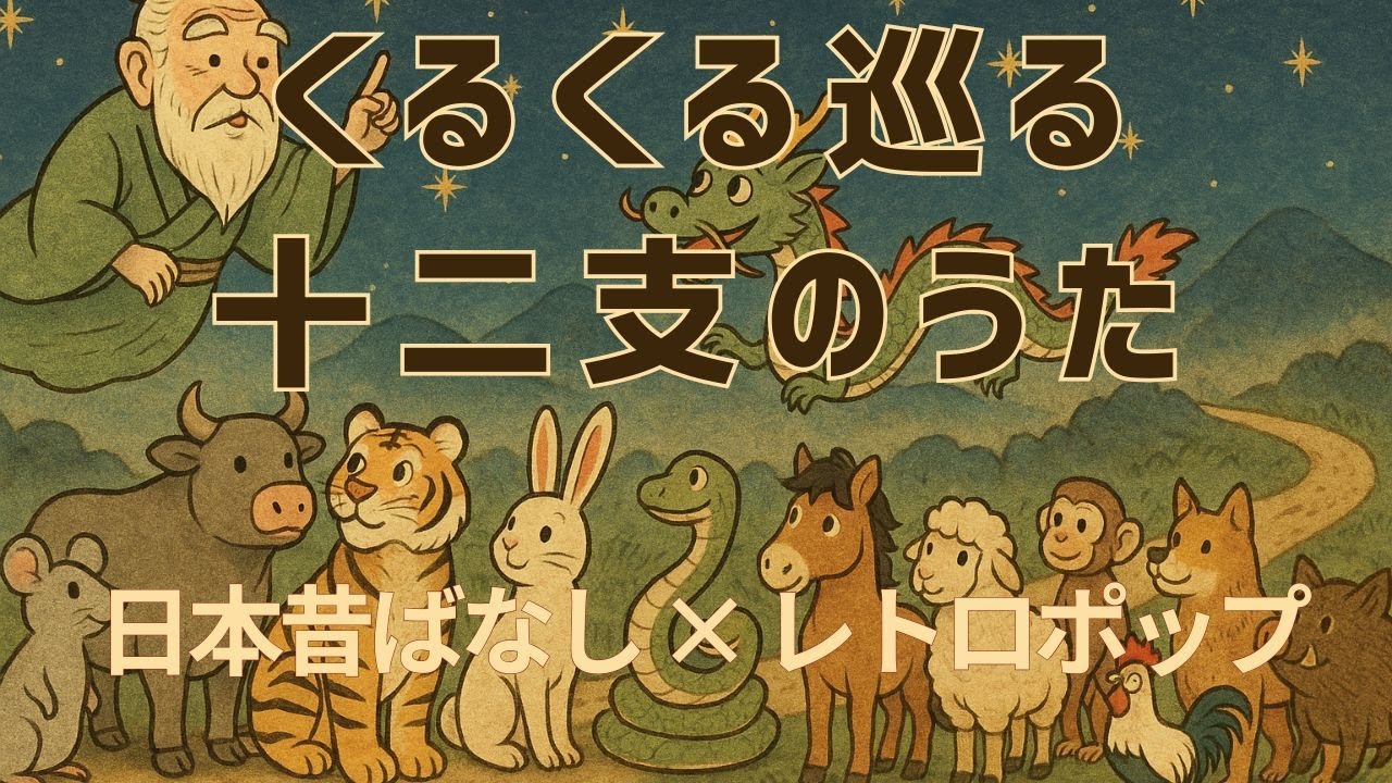 くるくる めぐる 十二支｜干支のうた × 日本昔ばなし × レトロポップ