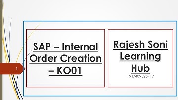 Internal Order Creation - How to create Internal Order