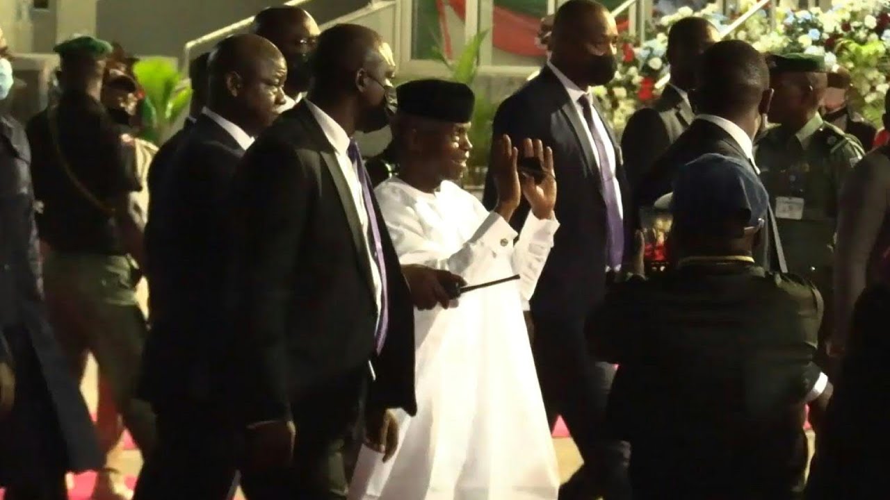 Nigeria President and VP arrive at ruling party APC primaries for 2023 election candidate | AFP
