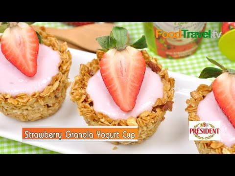 สตรอเบอร์รี่โยเกิร์ตกราโนล่า | Strawberry Granola Yogurt Cup