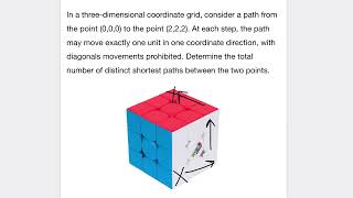 Counting shortest paths in a 3D coordinate grid using Combinatorics