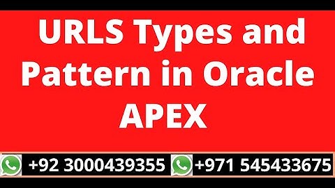 URLS Types and Pattern in Oracle Apex
