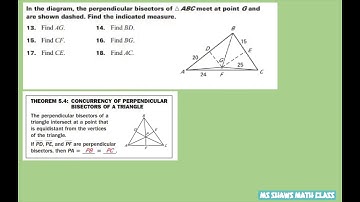 Concurrency of Perpendicular Angle Bisector. Find each measure when bisectors meet a point