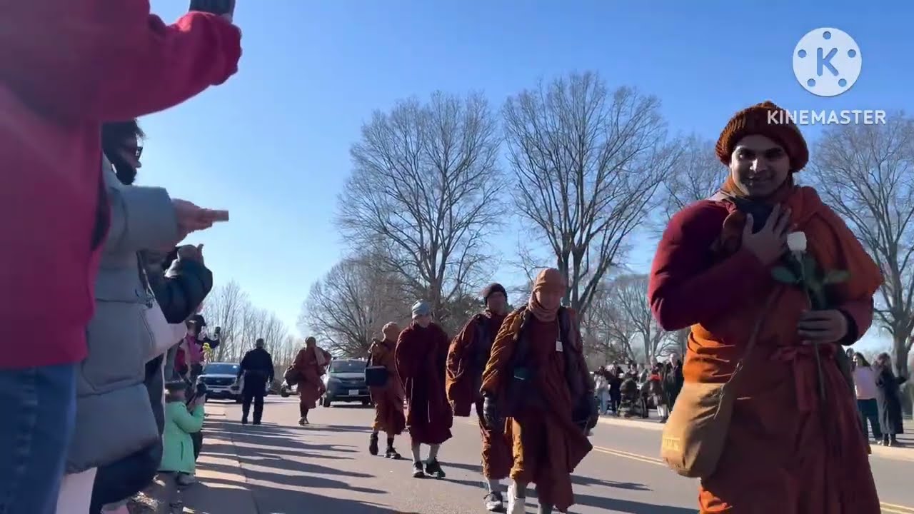 Walk for peace America people and happy to see the monk new 