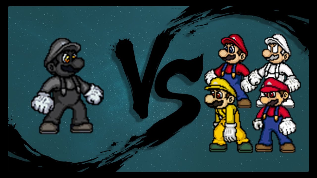 MUGEN ~ Dark God Mario (12p) vs. 4 Mario Edits