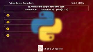 Python Course Semester 1 Unit 3 Mock Questions and answers
