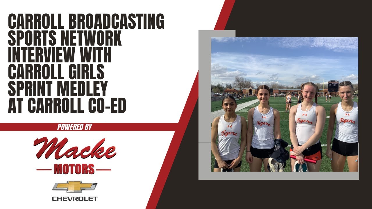 Carroll Broadcasting Sports Network interview with Carroll Girls Sprint Medley at Carroll CoEd