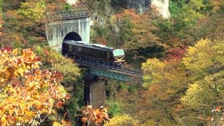 陸羽東線 キハ48形 リゾートみのり 紅葉の鳴子峡から Japan's autumn leaves