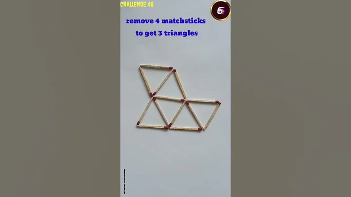 challenge 46#remove 4 matchsticks to get 3 triangles#shorts#matchstick puzzle