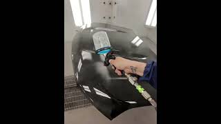 Clearcoat refinishing Silverado Hood #ppg #collisionrepair #paint #orangepeel #sata #chevytrucks