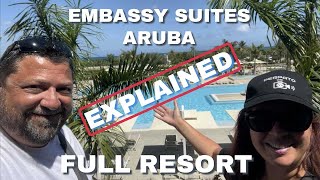 EMBASSY SUITES BY HILTON ARUBA RESORT: Full Tour (2023)  Room Tour, Beach, Pools, Restaurants Shops