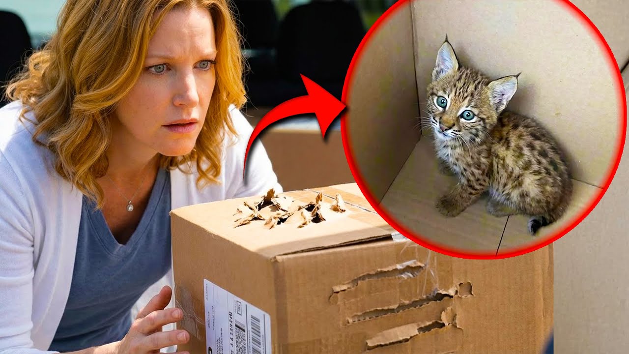 Woman Grabs Amazon Packages From Gate — Then Realizes a Bobcat Kitten Is Trapped Inside