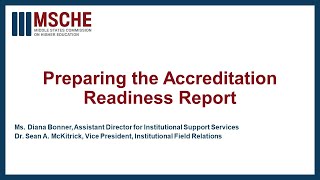 Preparing the Accreditation Readiness Report
