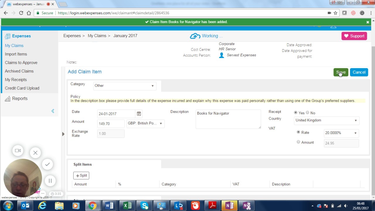 How to use web expenses on line