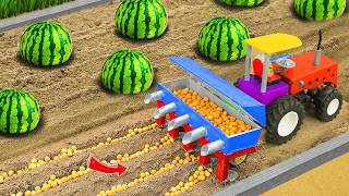 DIY Mini Tractor Seeding Machine | Planting &amp; Farming Giant Watermelon | DT DIY Tractor