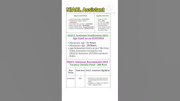 NIACL Assistant 2024 notification out #shorts #sath padhe