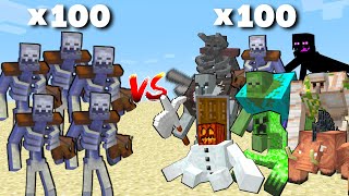 100 MUTANT SKELETON vs 100 ALL MUTANT CREATURES (100vs100)