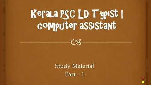 Kerala PSC LD Typist Computer Assistant