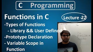 Celebrity Function in C Programming- Types of function, Prototype declaration, Variable scope Lecture-22 Hindi Wealth