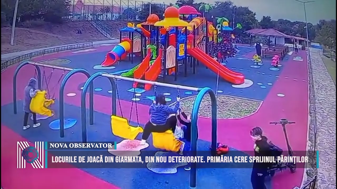  Locurile de joacă din Giarmata, din nou deteriorate. Primăria cere sprijinul părinților