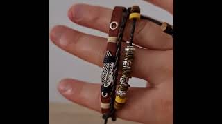 Aztec Infinity Leather Bracelet Set Video from Leather Bracelets Australia