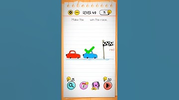 Brain test level 49 make the red win the race.