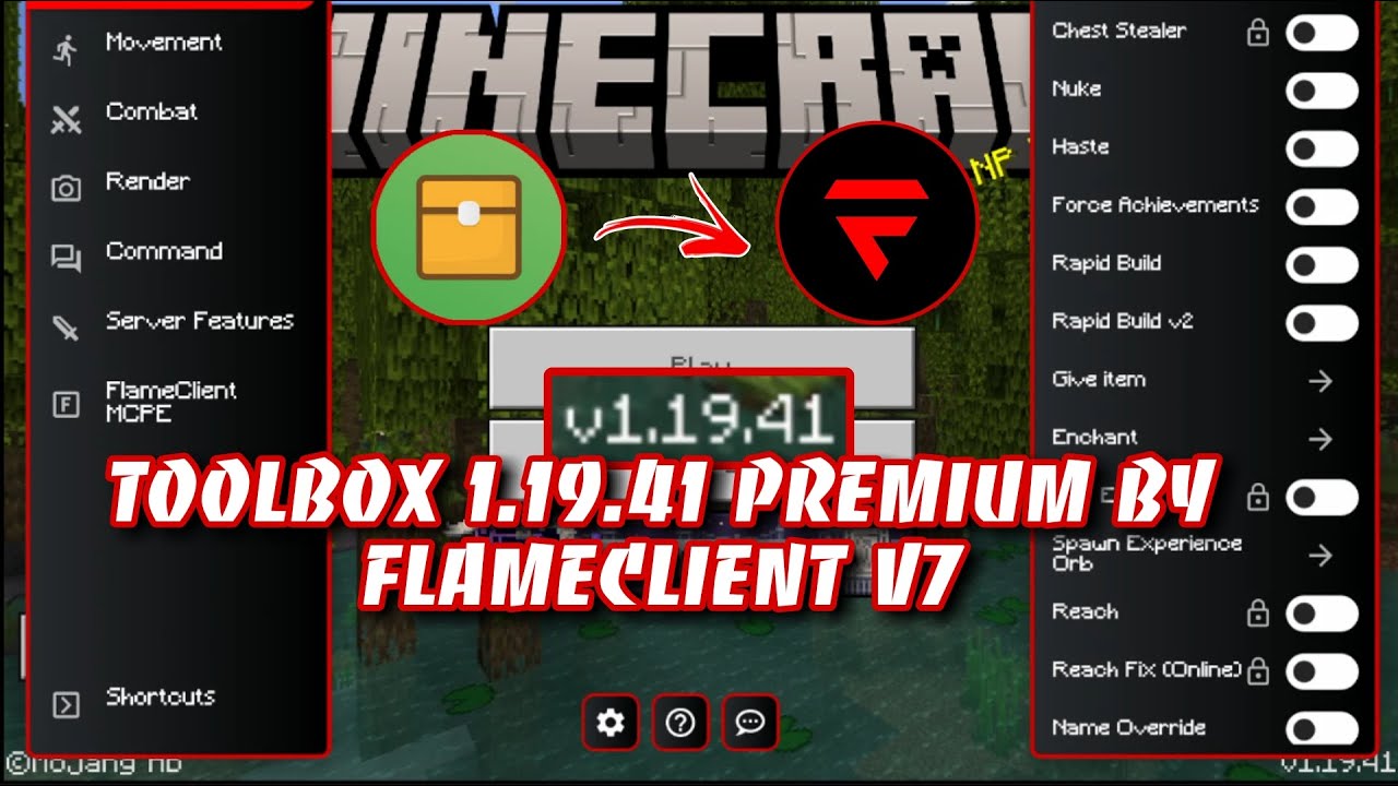 Toolbox 1.19.41: Toolbox 1.19.41 Premium Infinite Time No Ads | FlameClient v7 For Minecraft Pe