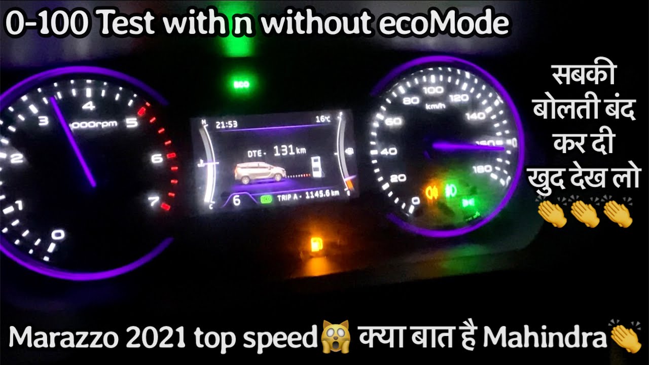 Mahindra Marazzo 2021 bs6 top speed test | 0-100 test with n without eco mode | Cartoon Carwala