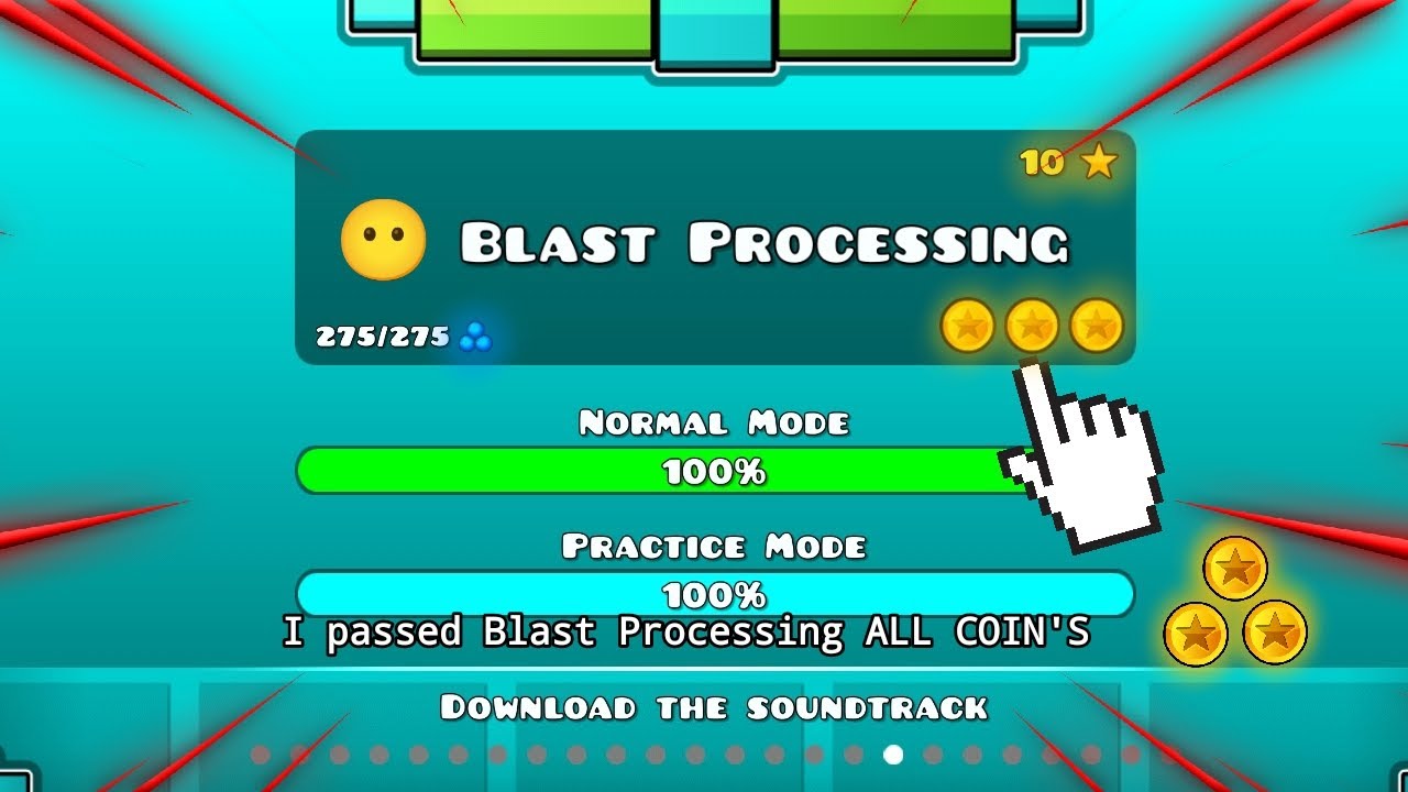 I passed Blast Processing ALL COIN'S • Geometry Dash - YouTube