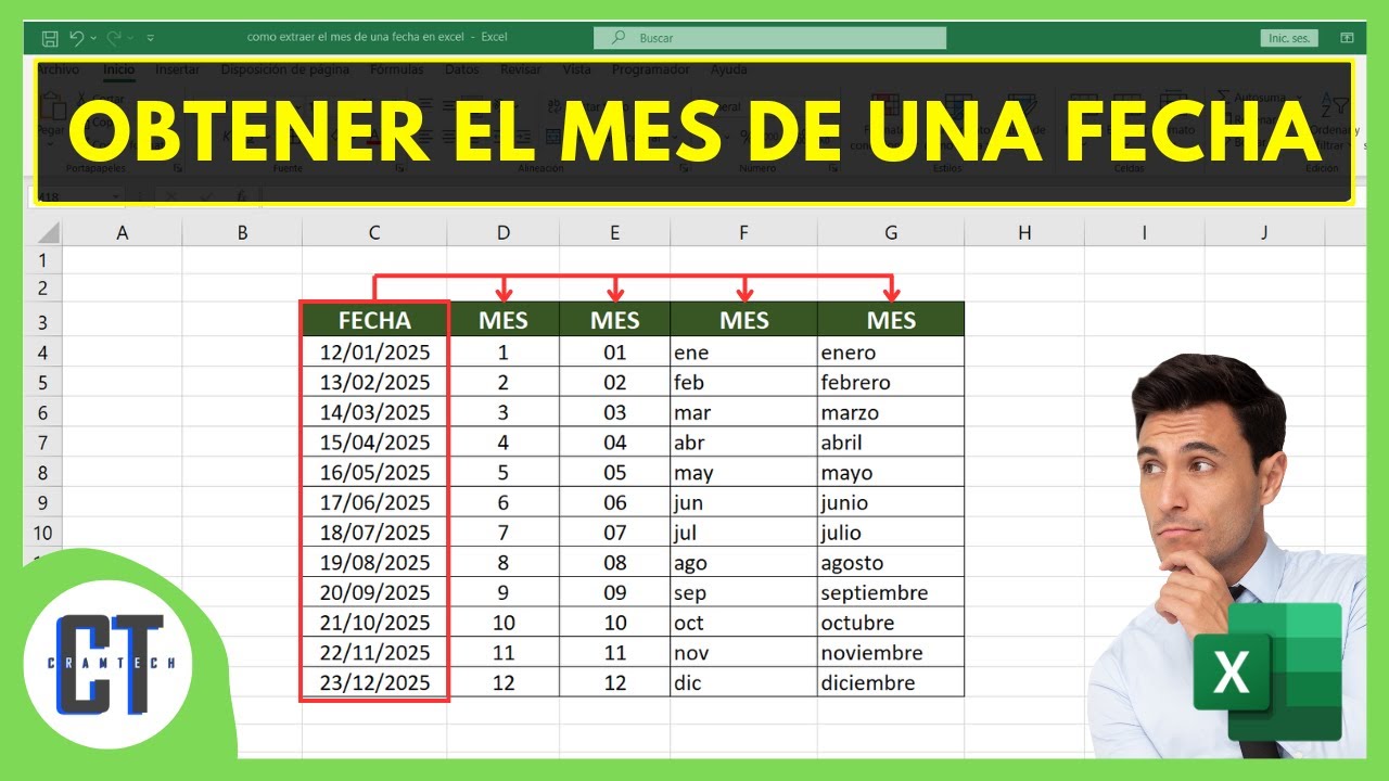 Como EXTRAER el MES de una FECHA en EXCEL - YouTube