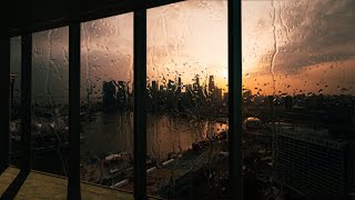 RAIN ON WINDOW | City sunset rain ambiance | for sleep, study and relaxation by Cryoskape 1,763 views 3 years ago 11 hours, 55 minutes