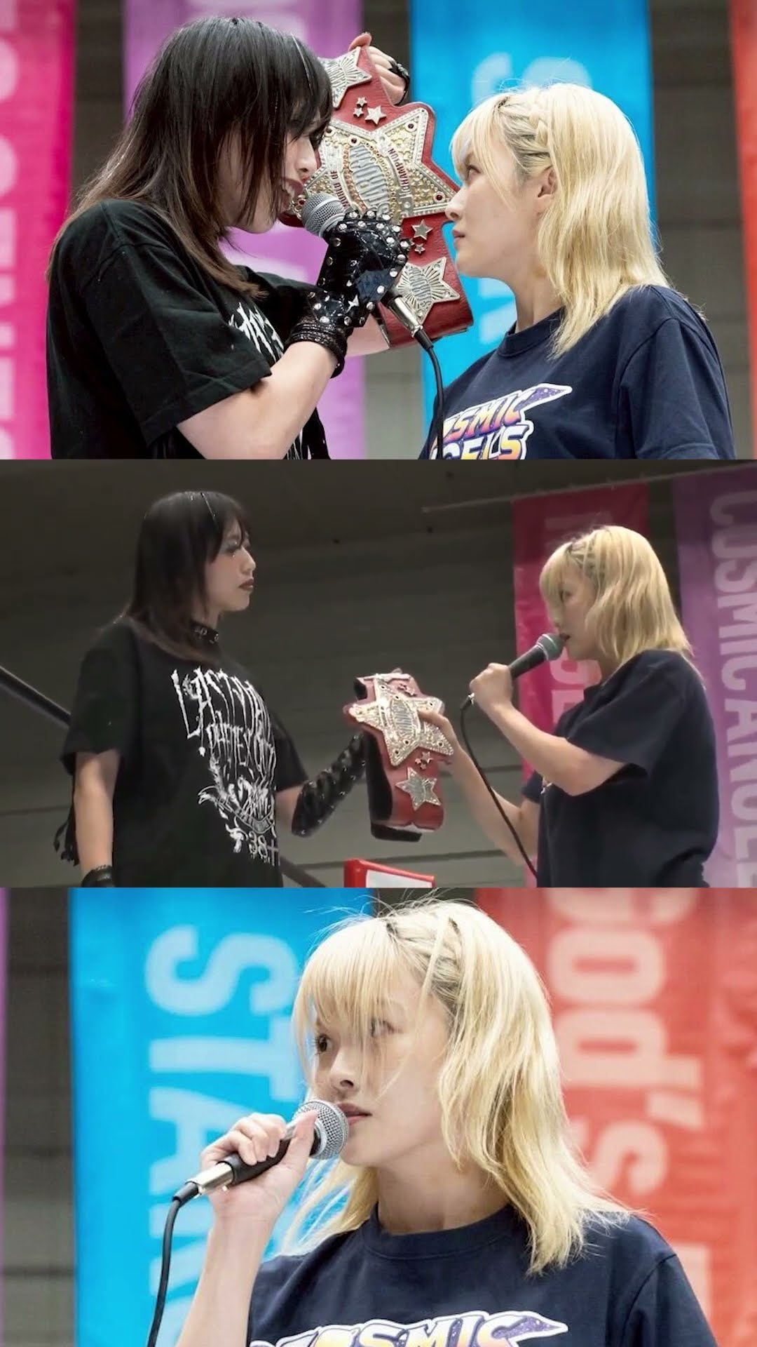 スターダム　なつぽい　COSMIC ANGELS タワーレコード　T 中野たむ スターダム・たむ＆なつぽい、涙のゴッデスV1！壮麗