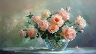 Soft Pink Rose Painting in 4K 🌸 | Romantic Floral Art for Frame TV | ART Scene & Sound screenshot 5