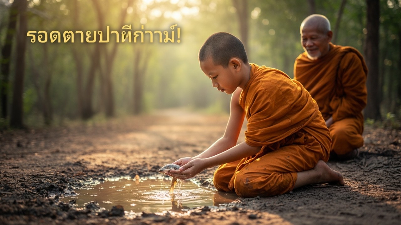 รอดตายปาฏิหาริย์! สามเณร 7 ขวบ ปล่อยปลาต่ออายุขัย กฎแห่งกรรม