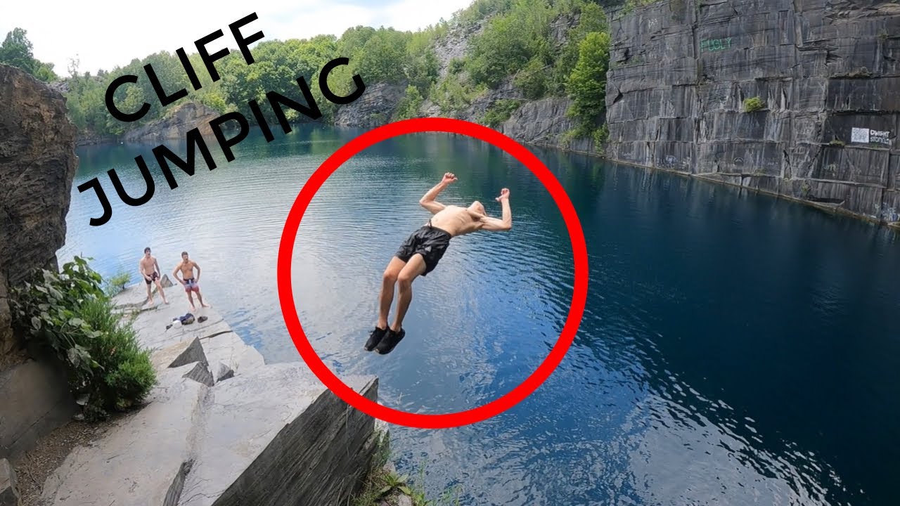 Quarry Jumping CLIFF JUMPING into a QUARRY **FLIPS and TWIST** - YouTube