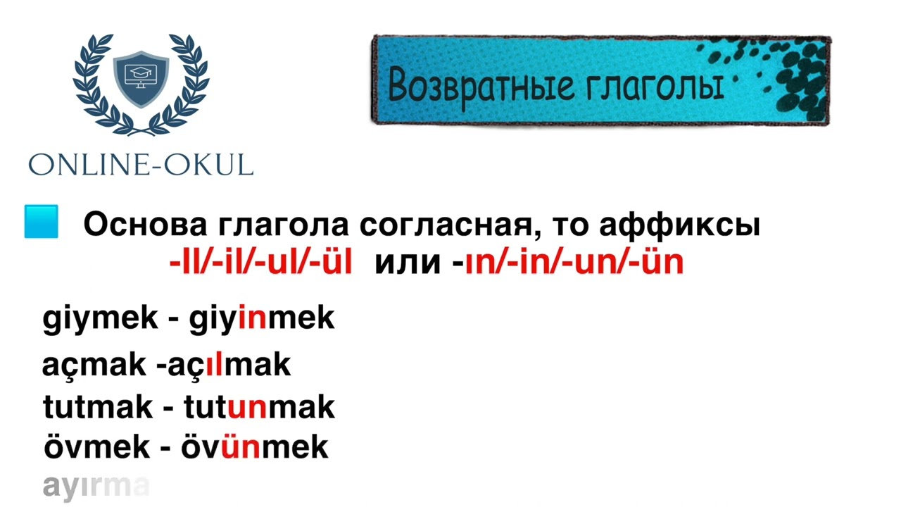 Уровень В2. Dönüşlü fiil.